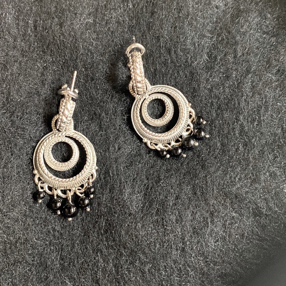 Gem & Harmony | Jewelry | Black Onyx Hoop Earrings In Sterling Silver